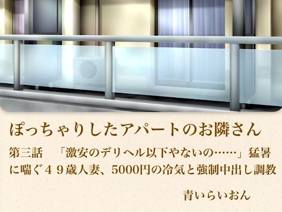 【官能小説】ぽっちゃりしたアパートのお隣さん  第三話  「激安のデリヘル以下やないの……」猛暑に喘ぐ49歳人妻、5000円の冷気と強●中出し調教-青いらいおん-d_795959