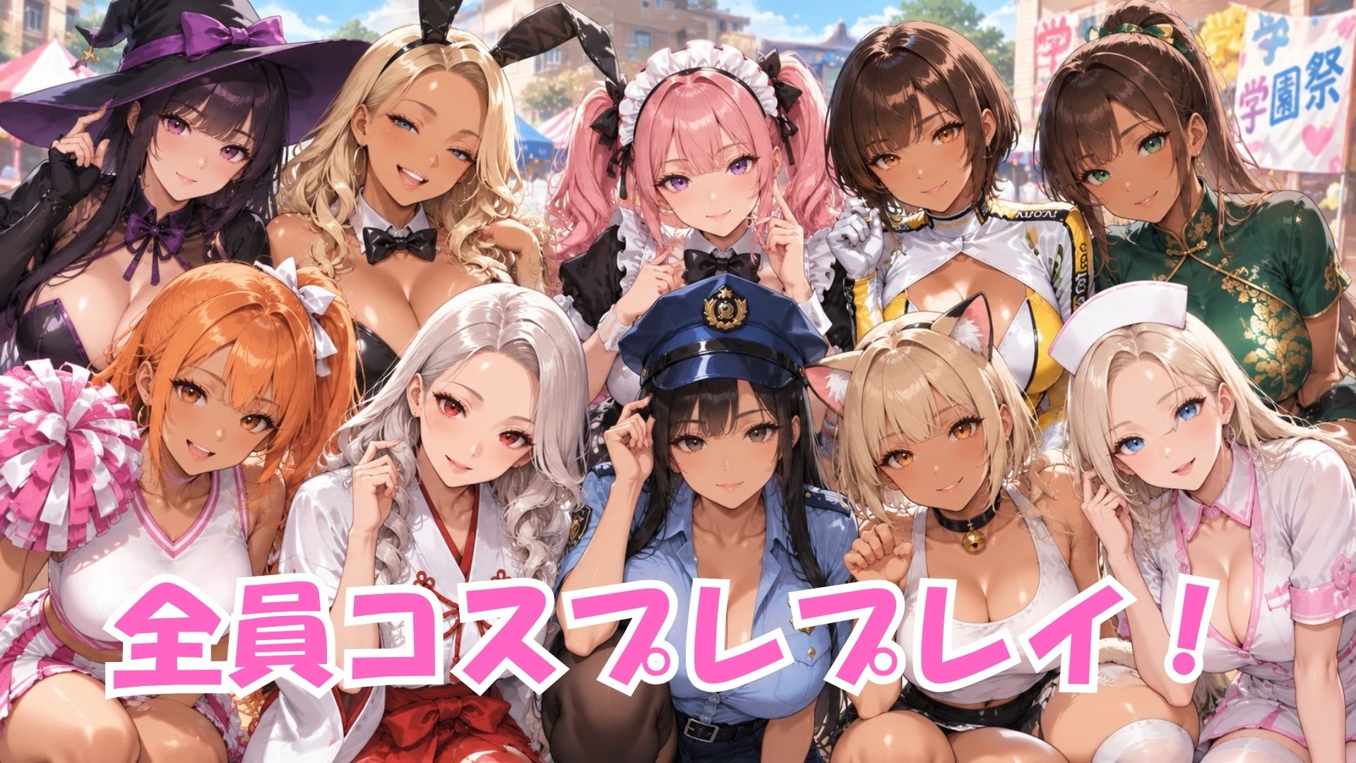 【4K高画質】学園祭で選抜されたギャル10人を全員別コスプレで堪能!濃厚中出しセックス10連発! d_832571 画像2